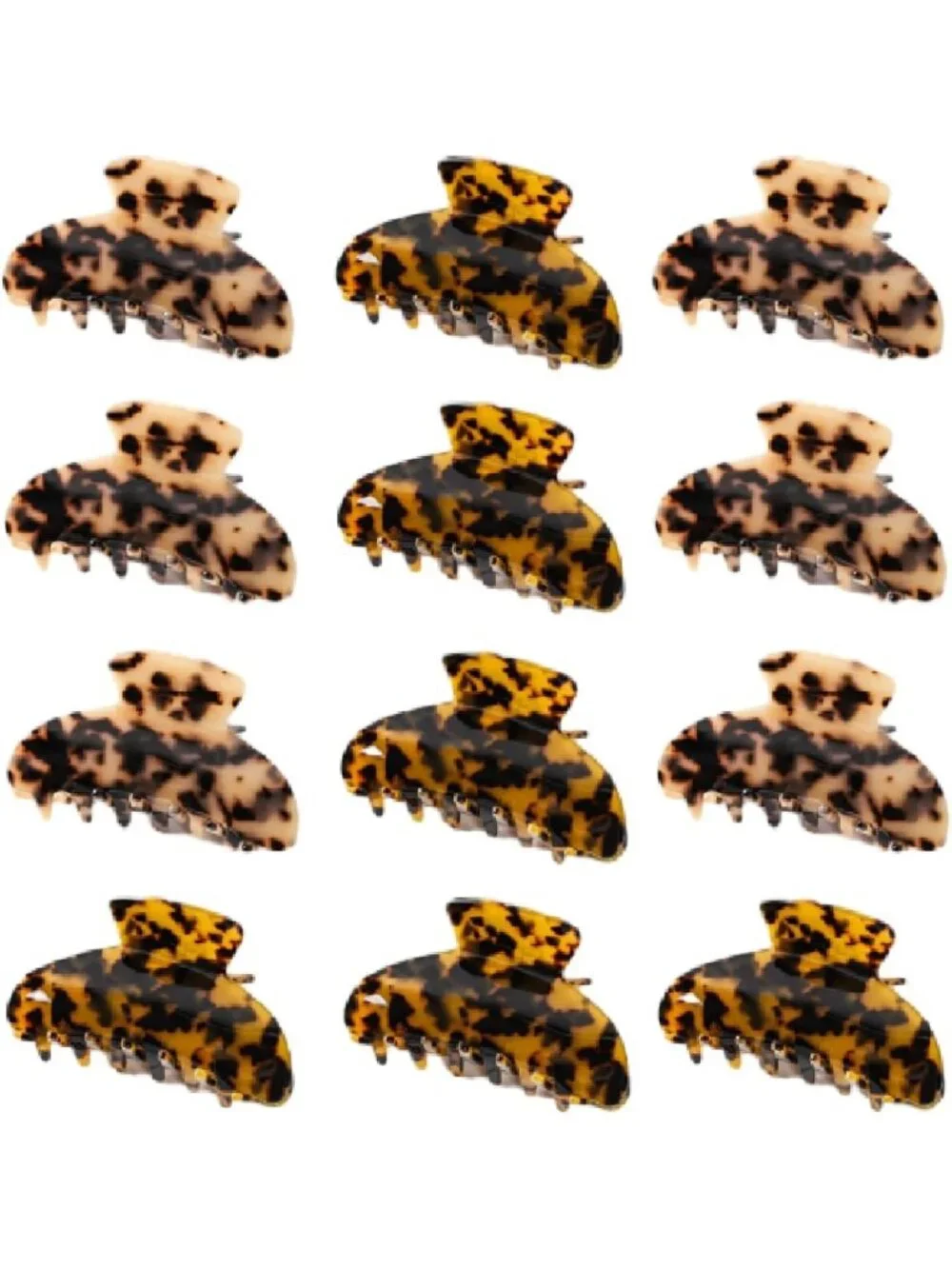 12 Pcs Large Hair Claw Clips - Brown Leopard Print, Acrylic Nonslip Clips for